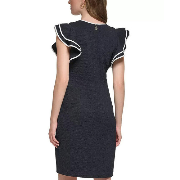 Tommy Hilfiger Navy Blue Flutter Sleeve Dress Size 10 - Cocktail Dress - Picture 2 of 2